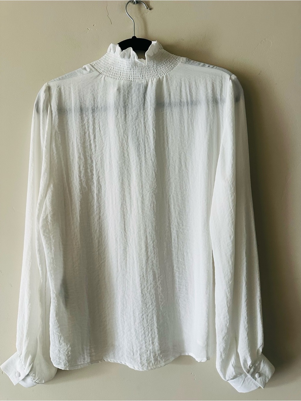 Vero Moda White Ruffle-Neck Button-Down Blouse - Picture 6 of 6